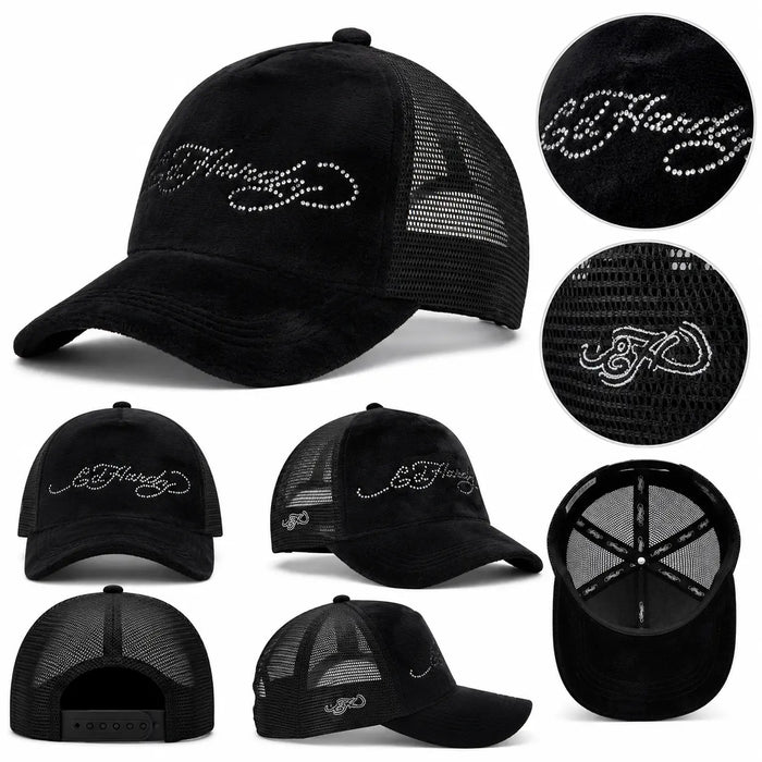 gorra ed hardy negra con piedras preciosas