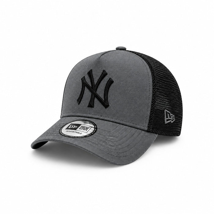 Gorra NY Yankees E-Frame Trucker rubber logo - Mundo Gorras gris y negra