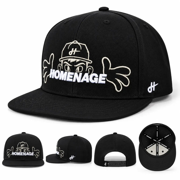 Gorra Homenage negra con bordado HOMENAGE y visera plana