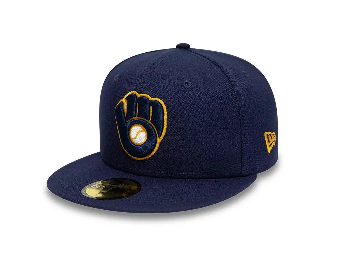 Gorra New Era Milwaukee Brewers 59FIFTY azul marino y dorada