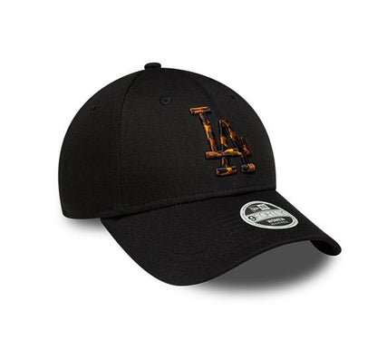 Gorra New Era Mujer Los Angeles Dodgers Negra con LA marrón multicolor