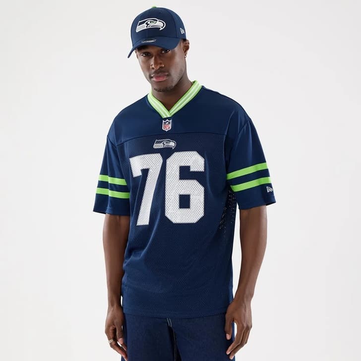 Camiseta mesh Seattle Seahawks NFL Azul Marino - Mundo Gorras Camiseta de fútbol americano 1