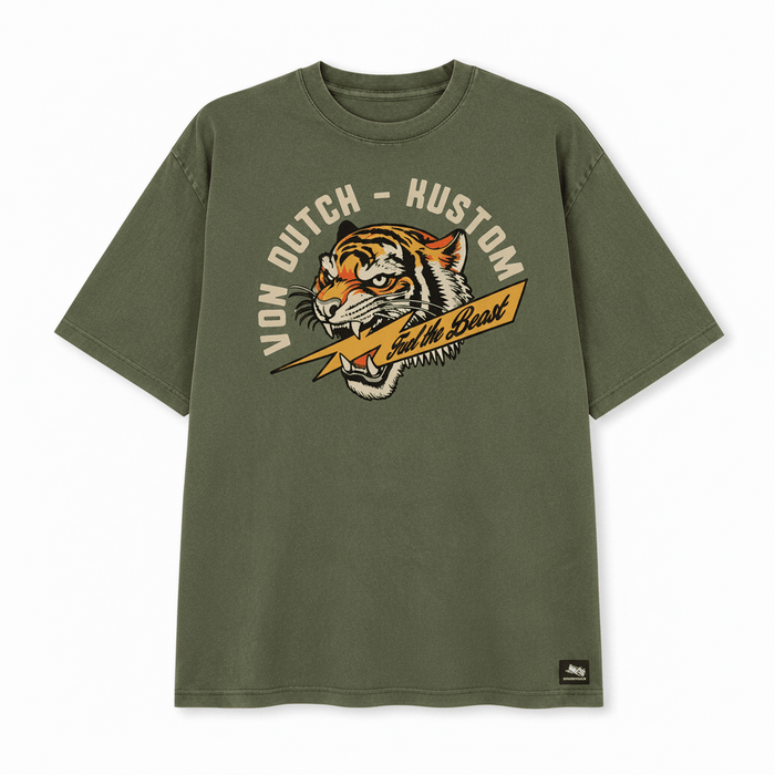 Camiseta - Von Dutch T-Shirt Algodón Verde Khaki Tiger