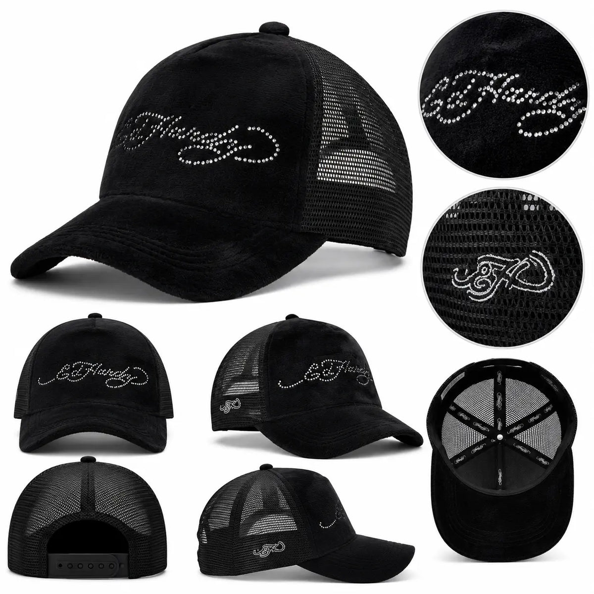 gorra ed hardy negra con piedras preciosas