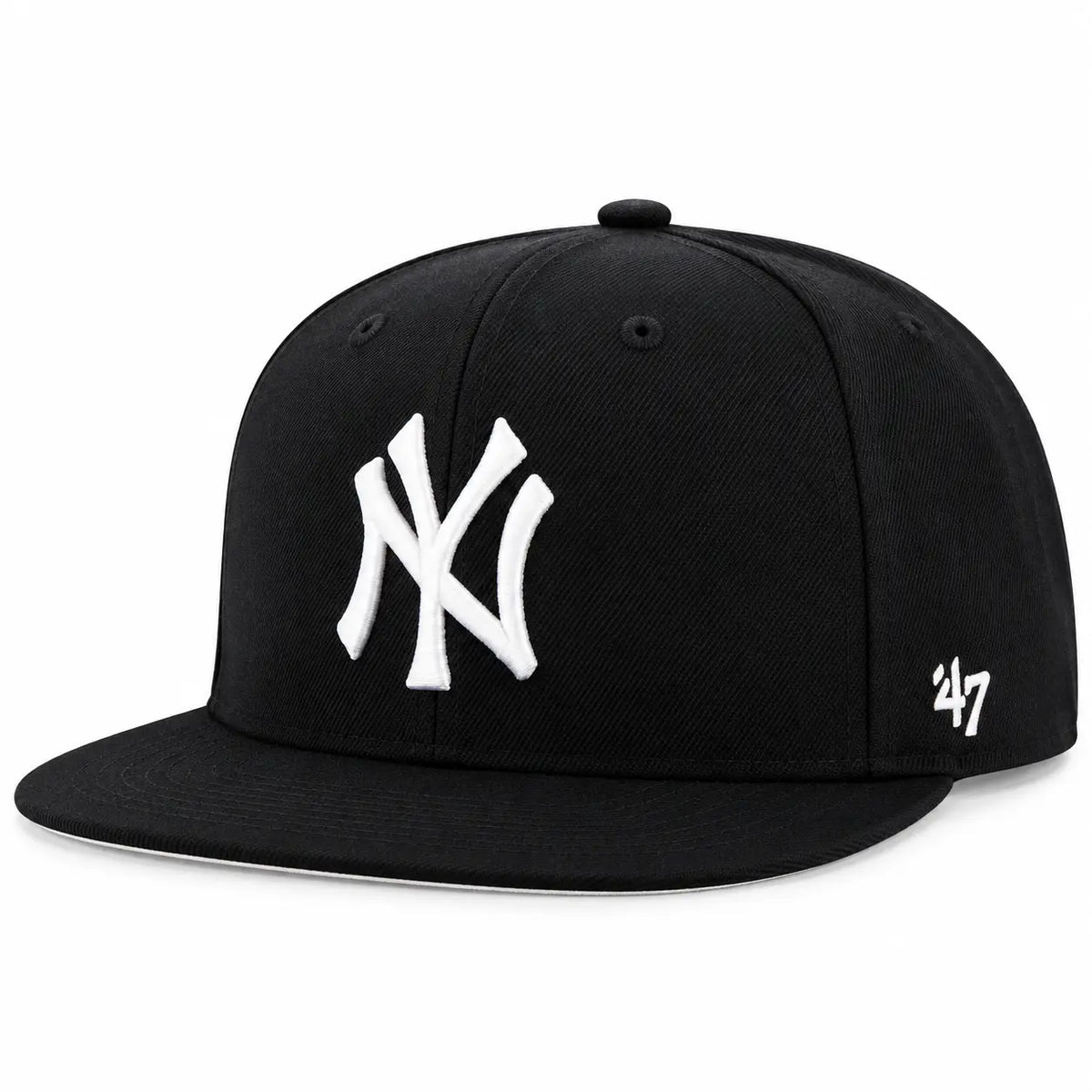 Gorra ’47 CAPTAIN New York Yankees negra con logotipo NY blanco vista frontal