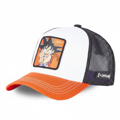 Gorras Trucker - Capslab Goku 2 Dragon Ball - blanca naranja y negro