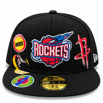 Gorra New Era 59FIFTY Houston Rockets negra Multipatch HWC