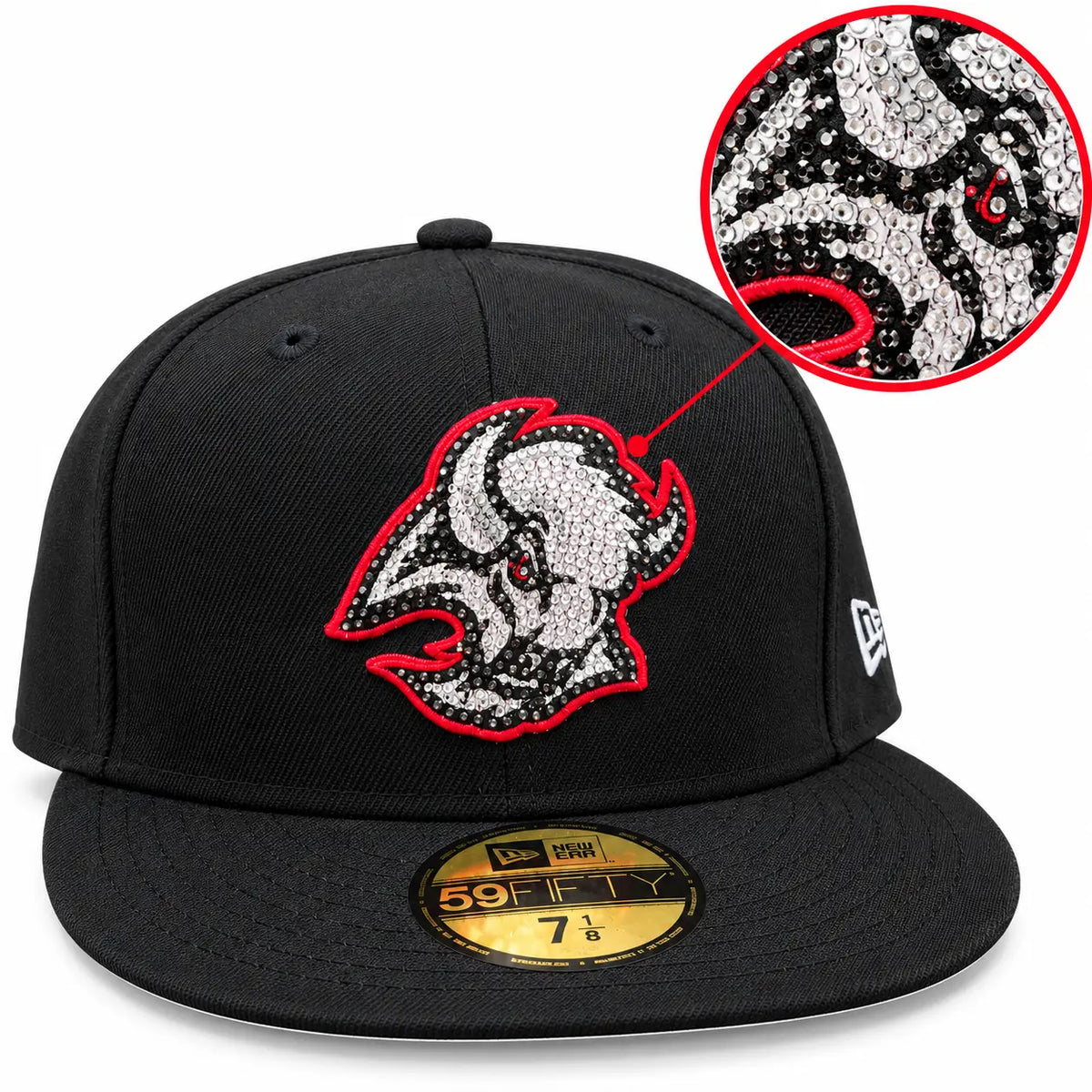 Gorra New Era 59FIFTY Buffalo Sabres negra con logotipo Rhinestone frontal