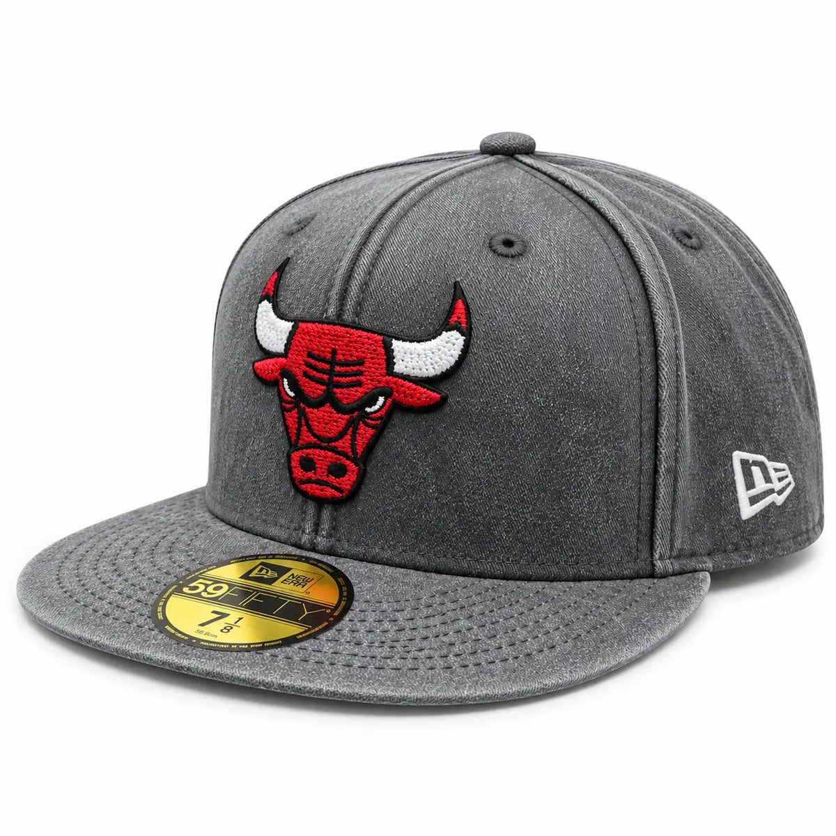 Gorra New Era 59FIFTY Chicago Bulls NBA gris washed con logo del equipo