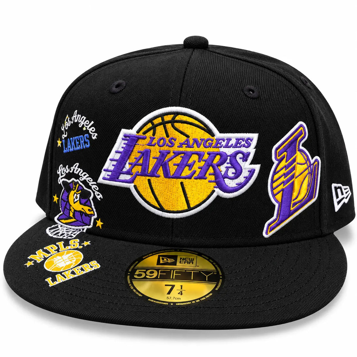 Gorra New Era 59FIFTY Los Angeles Lakers negra Multipatch HWC vista frontal