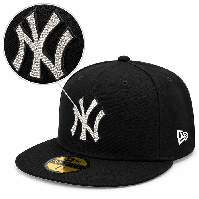 Gorra New Era New York Yankees 59FIFTY negra con logo NY de piedras brillantes