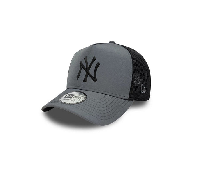 Gorra NY Yankees E-Frame Trucker rubber logo - Mundo Gorras gris y negra