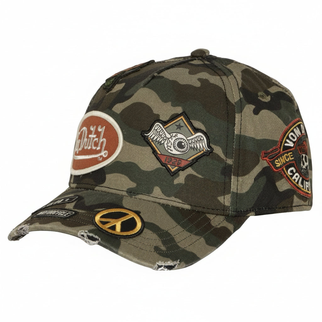Gorra Von Dutch KAMO01 camuflaje con visera curva y parches