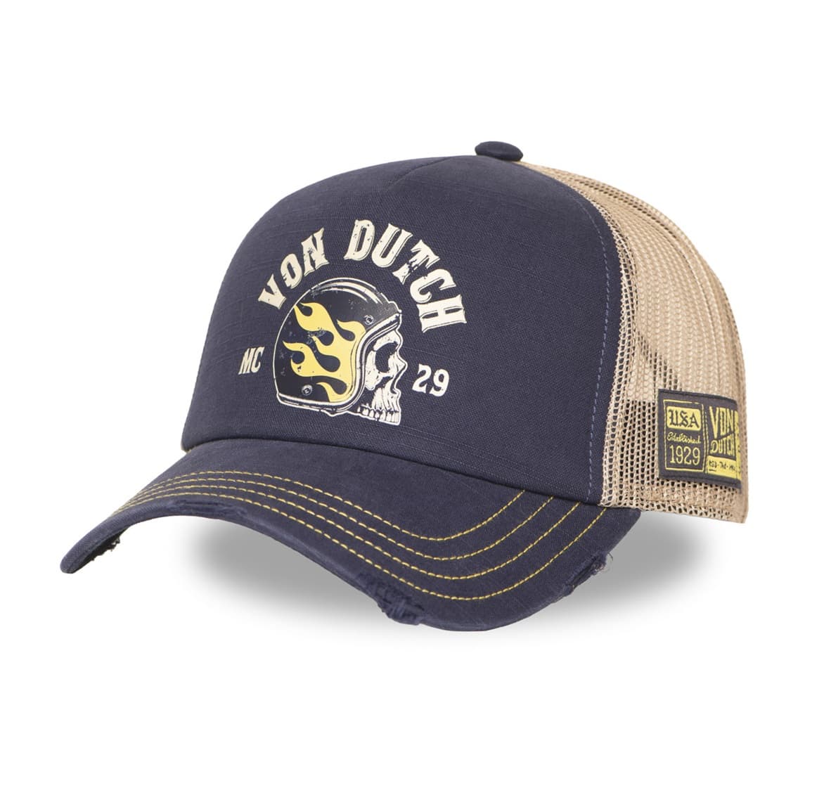 Gorras Trucker - Von Dutch trucker Crew Helmet Azul Marino/Beige CREW30