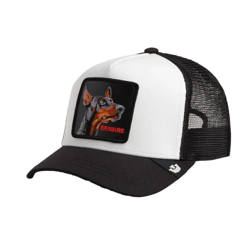 Gorras Trucker - Goorin bros blanca y negra BEWARE Dobermann