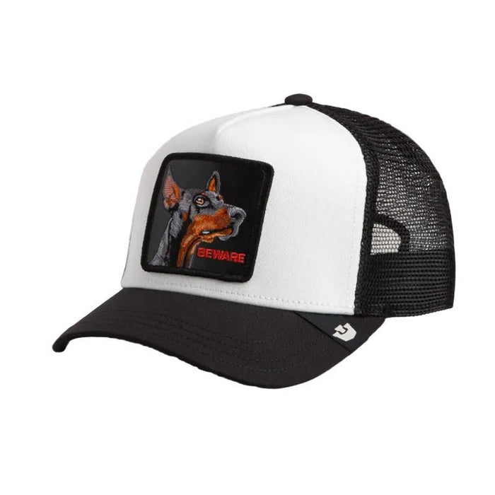 Gorras Trucker - Goorin bros blanca y negra BEWARE Dobermann