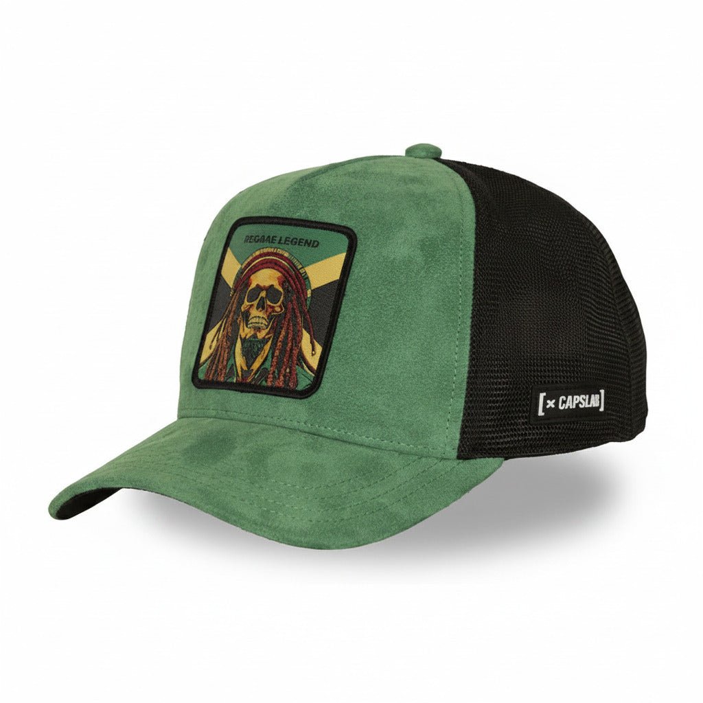 Gorras Trucker - Capslab Reggae Legend Verde/Negra Bob Marley REG