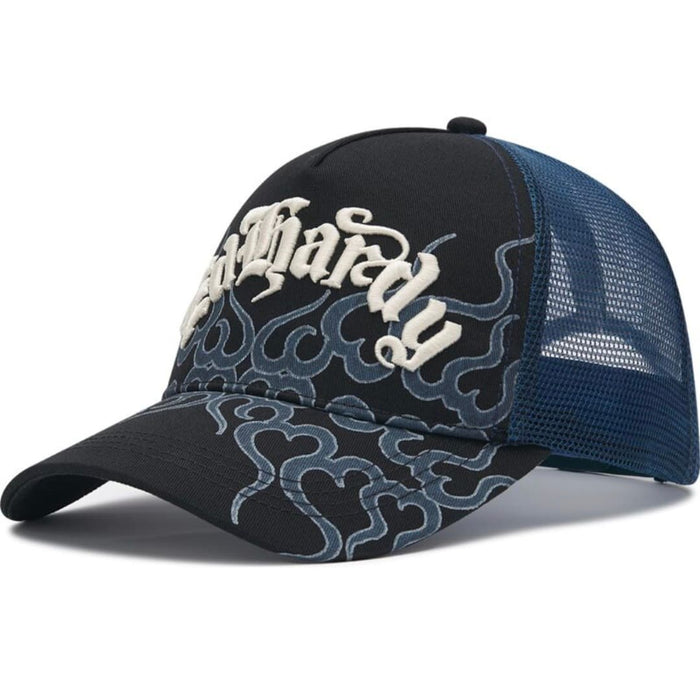 Gorras Trucker - Ed Hardy Trucker Negra con Bordados azules llamas